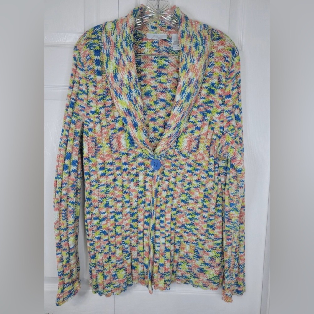 jh collectibles Shawl Cardigan Sweater One Snap Front Colorful 3X